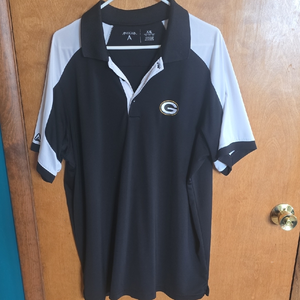 Green Bay Packer Antigua Black and White Men's Golf Shirt